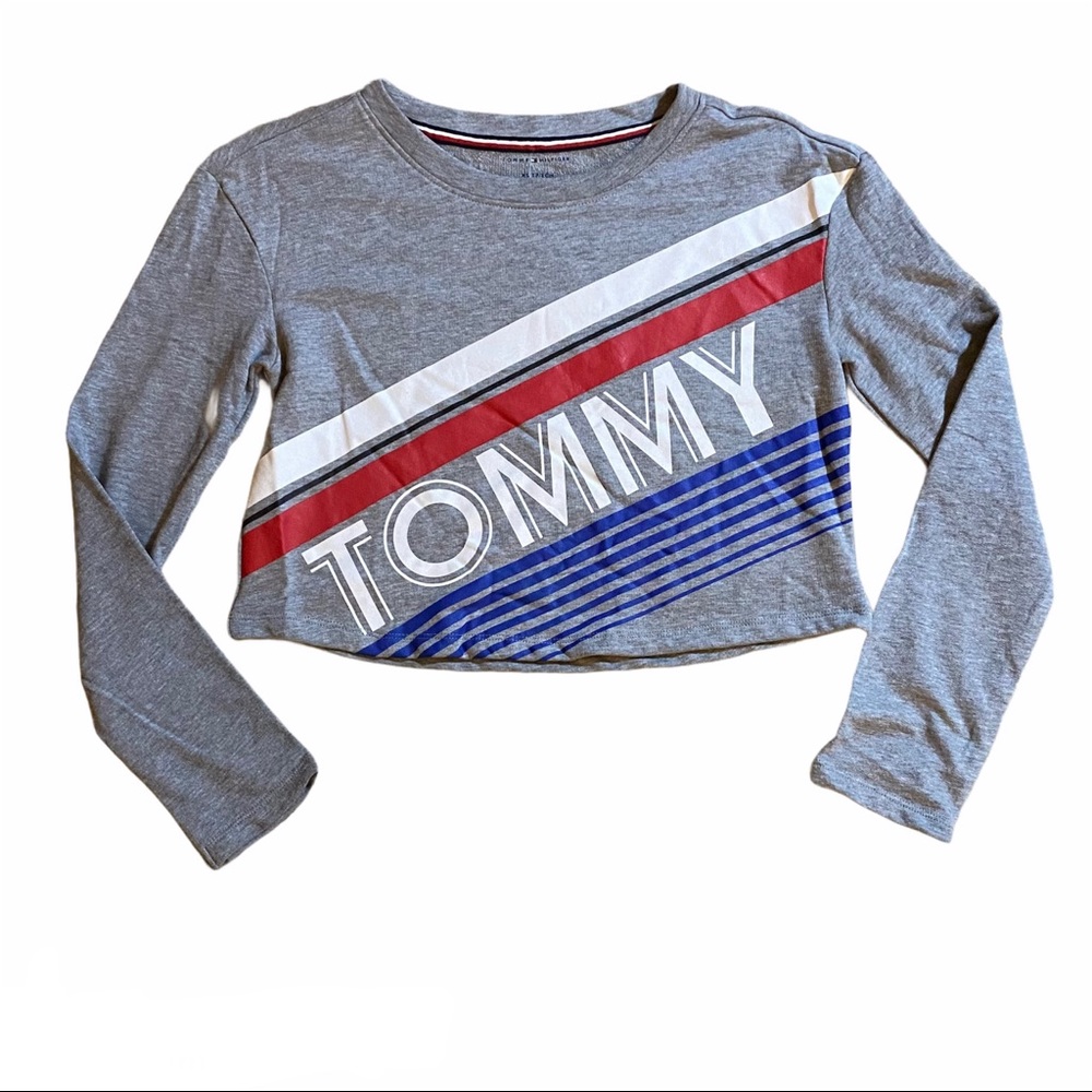 Tommy Hilfiger Long Sleeve Cropped Logo Tee XS NWT